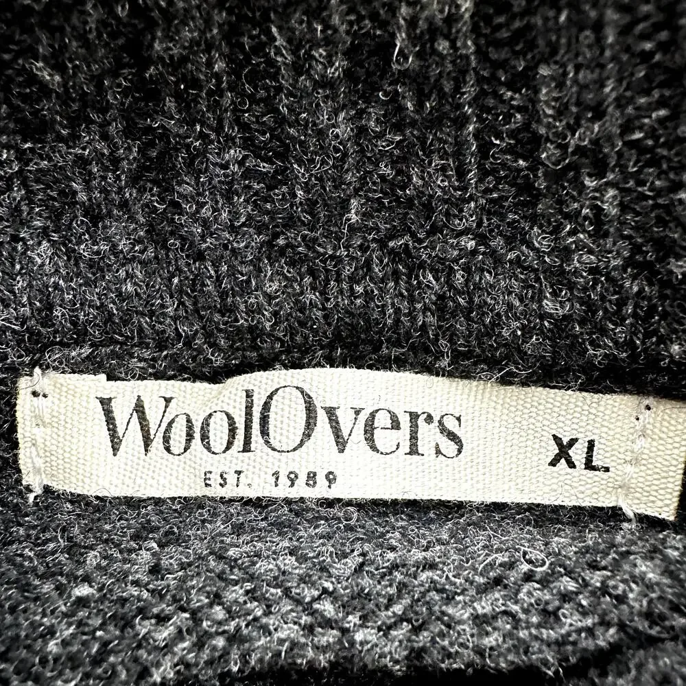 Woolovers Lambswool Lincoln Zipper Cardigan Sweater Trim 100% Wool Charcoal XL